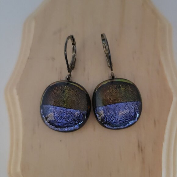 Handcrafted Dichroic Glass Pendant & Earring Set Dangle‎ Drop Artisan Sparkle - Picture 4 of 16
